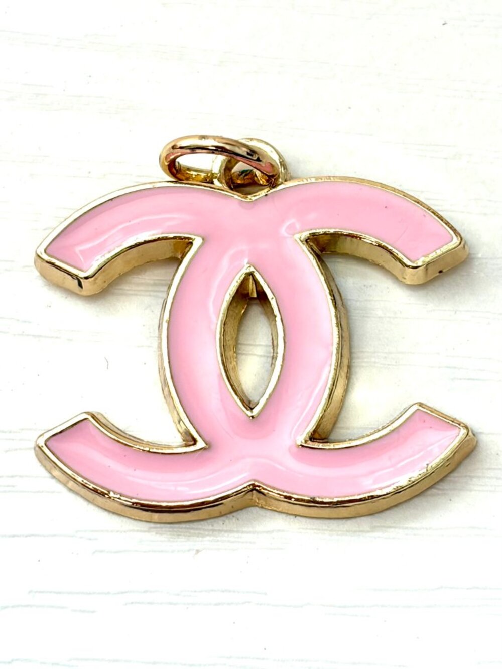 Blush Pink Enamel  Chanel CC Charm Pendant